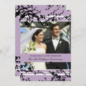 Paarse Floral 10e Jubileum Kaart (Voorkant / Achterkant)