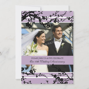 Paarse Floral 10e Jubileum Kaart