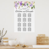 Paarse Floral 12-tafel weduwenkaart Poster (Keuken)