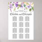 Paarse Floral 12-tafel weduwenkaart Poster (Voorkant)