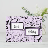 Paarse Floral 15e aanroepingskaart Kaart (Staand voorkant)