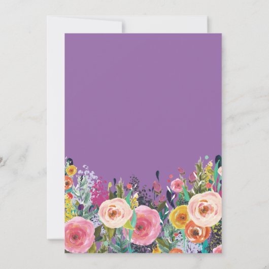 Paarse Floral 16e verjaardag uitnodiging (Achterkant)