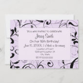 Paarse Floral 16e verjaardag Uitnodigingskaarten Kaart (Achterkant)