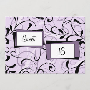 Paarse Floral 16e verjaardag Uitnodigingskaarten Kaart
