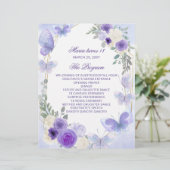 Paarse Floral 18 Candle and Rozen Ceremony Program (Staand voorkant)