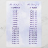 Paarse Floral 18 Candle and Rozen Ceremony Program (Achterkant)