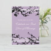 Paarse Floral 1e Jubileum Kaart (Staand voorkant)