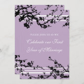 Paarse Floral 1e Jubileum Kaart (Voorkant / Achterkant)