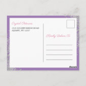 Paarse Floral 1e mededeling Uitgestelde bekendmaki Briefkaart (Achterkant)