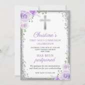 Paarse Floral 1e mededeling Uitgestelde bekendmaki Kaart (Voorkant)