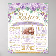 Paarse Floral 1e verjaardag van de Mijlstaart der 