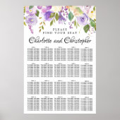 Paarse Floral 20-tafel bruiloft Poster (Voorkant)