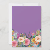 Paarse Floral 40e verjaardag uitnodiging (Achterkant)