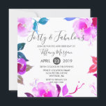 Paarse Floral 40th and Fabulous 40th Birthday Part Kaart<br><div class="desc">Paarse Floral 50 & Fabulous 40th Birthday Party Design met dank aan www.createthecut.com Zie bijbehorend collectie in onze Ziektehuis Niche & Nest (link hieronder)</div>