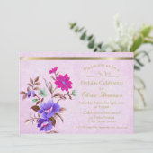  Paarse Floral 50e verjaardag van de geboorte Kaart (Staand voorkant)