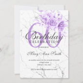 Paarse Floral 60e verjaardag marmer  Kaart (Voorkant)