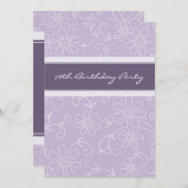 Paarse Floral 70e verjaardag Kaart (Voorkant / Achterkant)