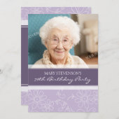 Paarse Floral 70e verjaardag Kaart (Voorkant / Achterkant)