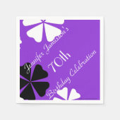 Paarse Floral 70th Birthday Party Name Paper Servet (Voorkant)