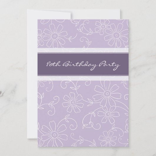 Paarse Floral 80e verjaardag Kaart (Voorkant)