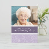 Paarse Floral 80e verjaardag Kaart (Staand voorkant)