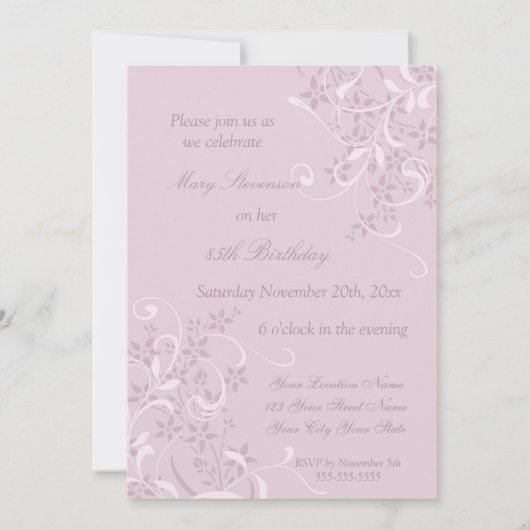 Paarse Floral 85e verjaardag Kaart (Achterkant)