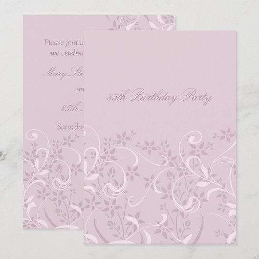 Paarse Floral 85e verjaardag Kaart (Voorkant / Achterkant)