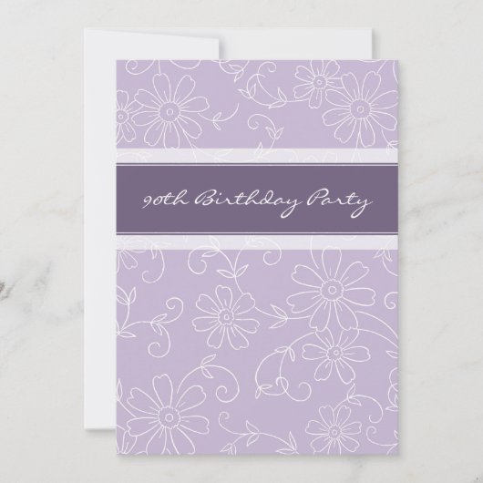 Paarse Floral 90e verjaardag Kaart (Voorkant)