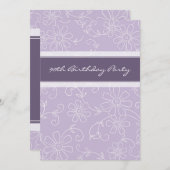 Paarse Floral 90e verjaardag Kaart (Voorkant / Achterkant)