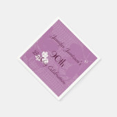 Paarse Floral, 90e verjaardag, naam, papier Servetten (Hoek)