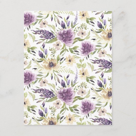 Paarse Floral Advice Kaart (Achterkant)