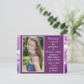 Paarse Floral Afstuderen van de Foto sparen de Dat Aankondigingskaart (Staand voorkant)