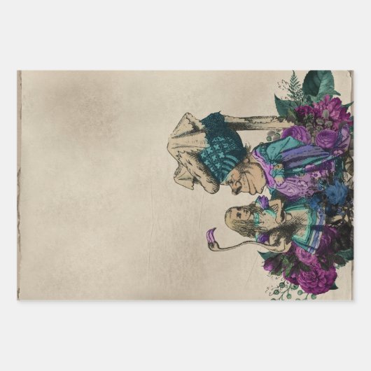 Paarse Floral Alice in Wonderland met Duchess Inpakpapier Vel (Voorkant 3)