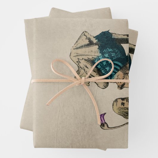 Paarse Floral Alice in Wonderland met Duchess Inpakpapier Vel (In situ)