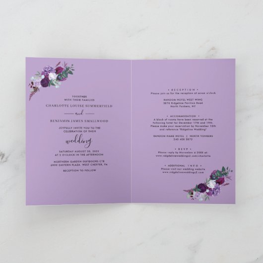 Paarse Floral All-in-One Botanische bruiloft (Binnen)