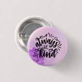 Paarse Floral/Altijd aardig Ronde Button 3,2 Cm (Voorkant /achterkant)