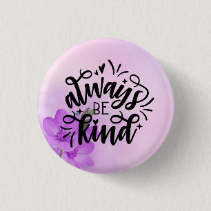 Paarse Floral/Altijd aardig Ronde Button 3,2 Cm
