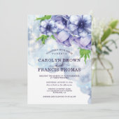 Paarse Floral Anemone Wedding Kaart (Staand voorkant)