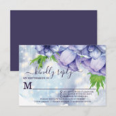 Paarse Floral Anemone Wedding Meal Choice RSVP Kaartje (Voorkant / Achterkant)