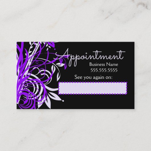 Paarse Floral Appointards Afsprakenkaartje (Voorkant)