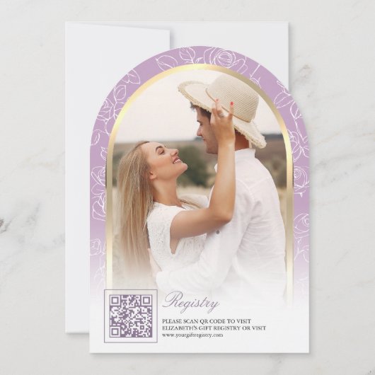 Paarse Floral Arch Butterfly Vrijgezellenfeest Kaart (Achterkant)