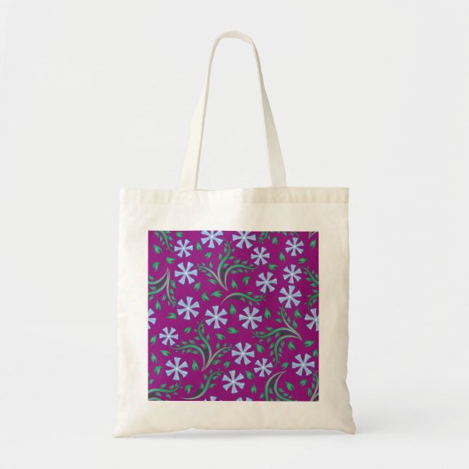 Paarse Floral Art Canvas tas (Voorkant)