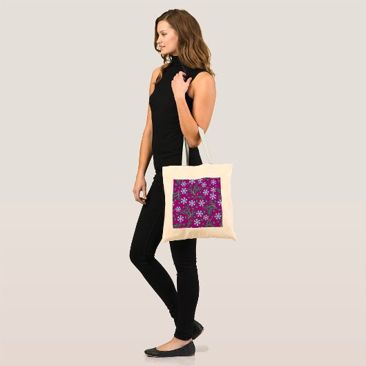 Paarse Floral Art Canvas tas