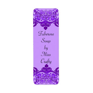Paarse Floral  Art Custom Craft Labels