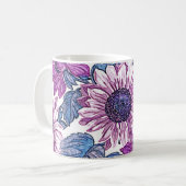 Paarse Floral Art Koffiemok (Voorkant links)