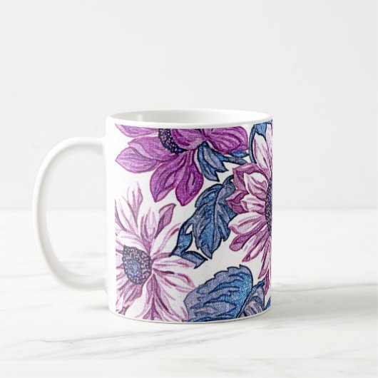 Paarse Floral Art Koffiemok (Links)