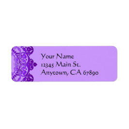 Paarse Floral Art Return Address Labels