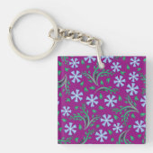 Paarse Floral Art Sleutelhanger (Voorkant)