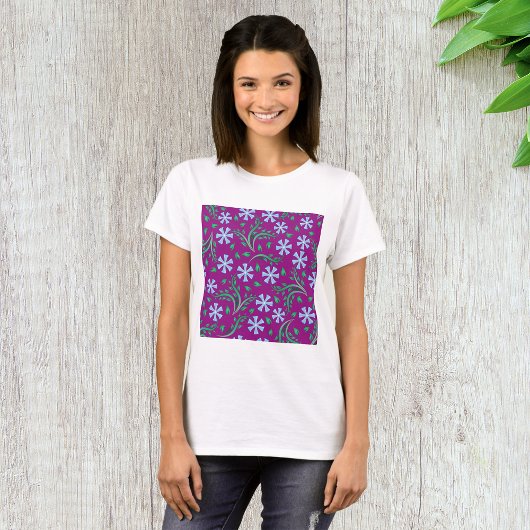 Paarse Floral Art Womens T-Shirt