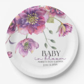 Paarse Floral Baby in Borden van Bloom Paper Papieren Bordje (Voorkant)